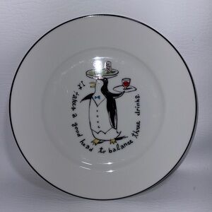 Vintage Y2K Tipsy Penguin Salad Dessert Snack Plates by Pottery Barn